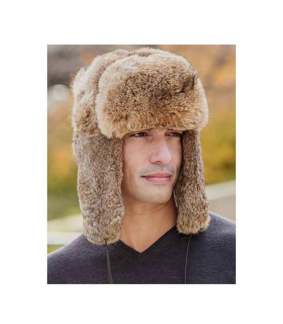 Men'S Fur Hats Fur Hat World Brown Rabbit Full Fur Trapper Hat For Men